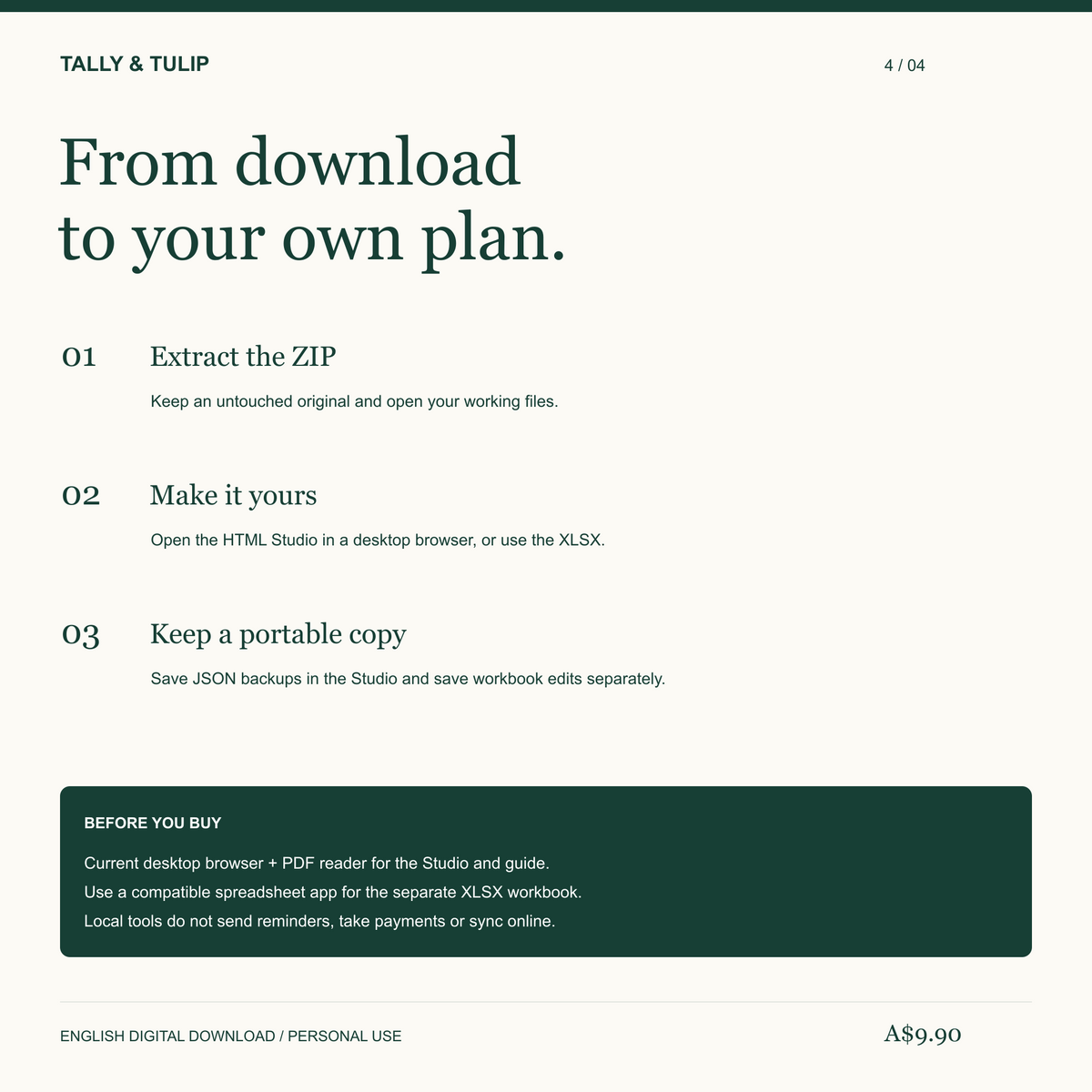 Wedding planner setup steps, backup guidance and software requirements for the separate workbook, browser tools and PDF.